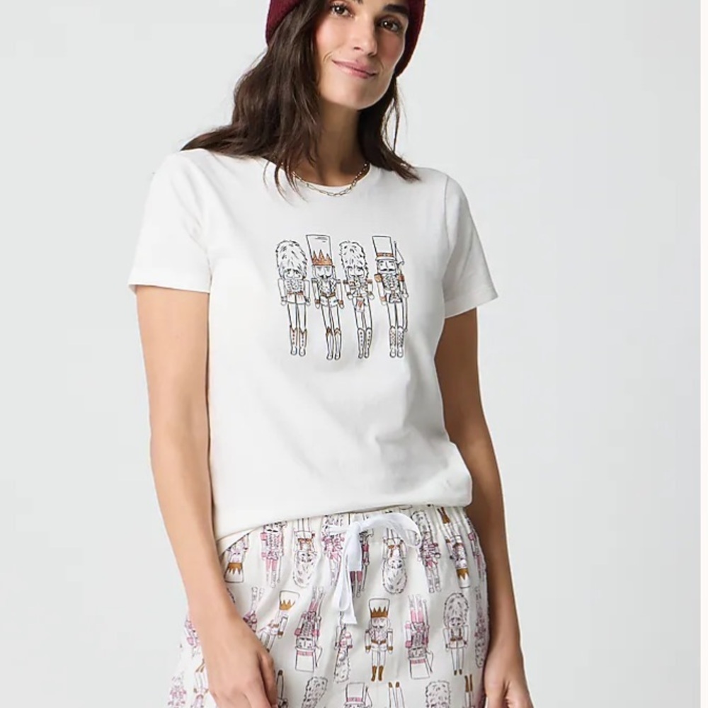 J. Crew NEW Nutcrackers Graphic Tee + Flannel Pajama Pants Set